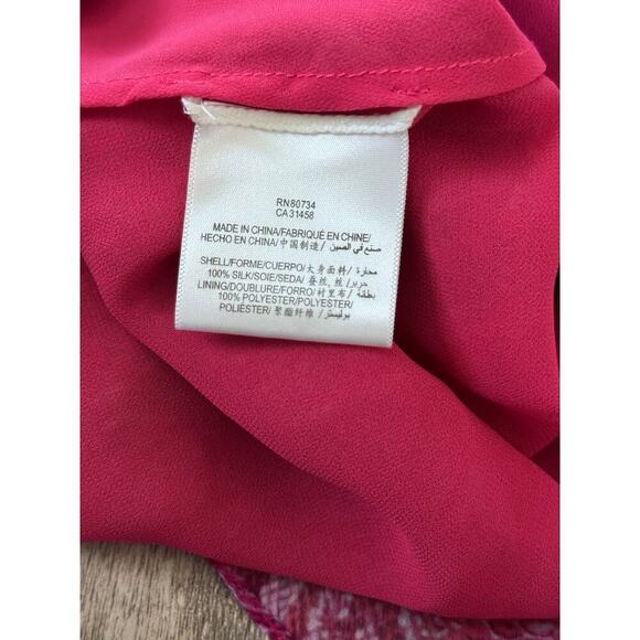 BCBGMAXAZRIA Women's Pink Azaelea Combo Ruffle Silk Halter Top Size Large - Picture 7 of 12